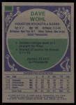 1975 Topps #162  Dave Wohl  Back Thumbnail