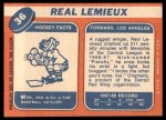 1968 Topps #36  Real Lemieux  Back Thumbnail