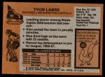 1975 Topps #61  Yvon Labre   Back Thumbnail