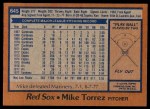 1978 Topps #645  Mike Torrez  Back Thumbnail