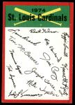 1974 Topps Red Team Checklist   -     Cardinals Team Checklist Front Thumbnail