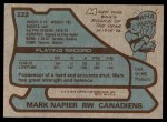 1979 Topps #222  Mark Napier  Back Thumbnail