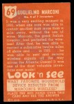 1952 Topps Look 'N See #69  Guglielmo Marconi  Back Thumbnail
