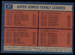 1974 Topps #97   -  Dick Snyder / Spencer Haywood / Fred Brown Supersonics Leaders Back Thumbnail