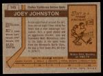 1973 Topps #143  Joey Johnston   Back Thumbnail