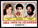 1973 Topps #239   -  Bill Melchionni / Chuck Williams / Warren Jabali ABA Assists Leaders Front Thumbnail