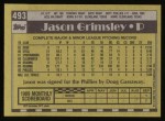 1990 Topps #493  Jason Grimsley  Back Thumbnail