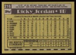 1990 Topps #216  Ricky Jordan  Back Thumbnail