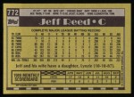 1990 Topps #772  Jeff Reed  Back Thumbnail