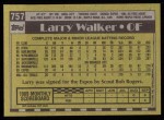 1990 Topps #757  Larry Walker  Back Thumbnail