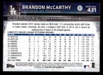 2015 Topps #431  Brandon McCarthy  Back Thumbnail