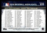 2015 Topps #613   -  Josh Beckett Baseball Highlights Back Thumbnail