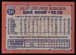 1991 Topps #531  Dave Rohde  Back Thumbnail