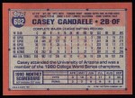 1991 Topps #602  Casey Candaele  Back Thumbnail