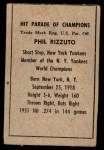 1952 Berk Ross SWG Phil Rizzuto  Back Thumbnail