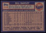 1984 Topps #248  Bill Dawley  Back Thumbnail