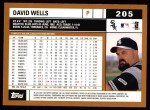 2002 Topps #205  David Wells  Back Thumbnail