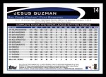 2012 Topps #14  Jesus Guzman  Back Thumbnail