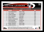 2012 Topps #91   -  Alex Rodriguez / Jim Thome / Jason Giambi Active AL HR Leaders Back Thumbnail