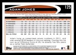 2012 Topps #125  Adam Jones  Back Thumbnail