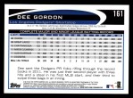 2012 Topps #161  Dee Gordon  Back Thumbnail