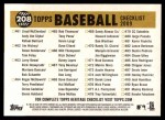 2009 Topps Heritage #208   White Sox Team Checklist Back Thumbnail