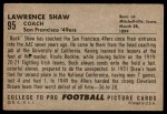1952 Bowman Large #95  Lawrence Shaw  Back Thumbnail