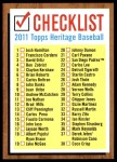 2011 Topps Heritage #0   Checklist 1 of 6 Front Thumbnail