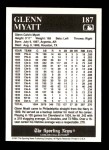 1991 Conlon #187  Glenn Myatt  Back Thumbnail