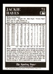 1991 Conlon #71  Jackie Hayes  Back Thumbnail