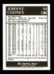 1991 Conlon #94  Johnny Cooney  Back Thumbnail