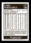 1991 Conlon #127  Earl Whitehill  Back Thumbnail