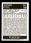 1991 Conlon #303   -  Jimmie Foxx Most Valuable Player Back Thumbnail