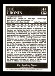 1991 Conlon #314   -  Joe Cronin Most Valuable Player Back Thumbnail