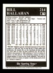 1991 Conlon #214  Bill Hallahan  Back Thumbnail