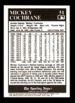 1991 Conlon #51  Mickey Cochrane  Back Thumbnail
