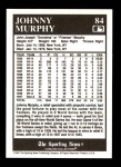 1991 Conlon #84  Johnny Murphy  Back Thumbnail