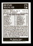 1991 Conlon #270   -  Heinie Manush All-Time Leaders Back Thumbnail