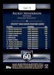 2011 Topps 60 #79 T-60 Rickey Henderson  Back Thumbnail