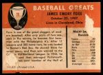 1961 Fleer #28  Jimmie Foxx  Back Thumbnail