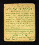 1933 Goudey Indian Gum #35  Ah-No-Je-Nahge   Back Thumbnail