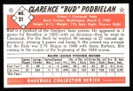 1953 Bowman B&W Reprint #21  Bud Podbielan  Back Thumbnail