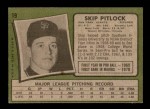 1971 Topps #19  Skip Pitlock  Back Thumbnail