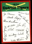 1974 Topps Red Team Checklist   Tigers Team Checklist Front Thumbnail