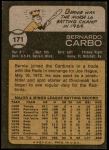 1973 Topps #171  Bernie Carbo  Back Thumbnail