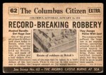 1954 Topps Scoop #62 xCOA  Bandits Rob Brinks  Back Thumbnail