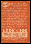 1952 Topps Look 'N See #107  George Marshall  Back Thumbnail