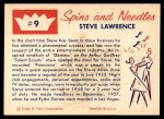 1960 Fleer Spins and Needles #9  Steve Lawrence  Back Thumbnail