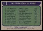 1975 Topps #221   -  Julius Erving / Ron Boone / George McGinnis Scoring Leaders Back Thumbnail