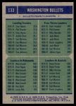1975 Topps #133   -  Elvin Hayes / Clem Haskins / Wes Unseld / Kevin Porter Bullets Leaders Back Thumbnail